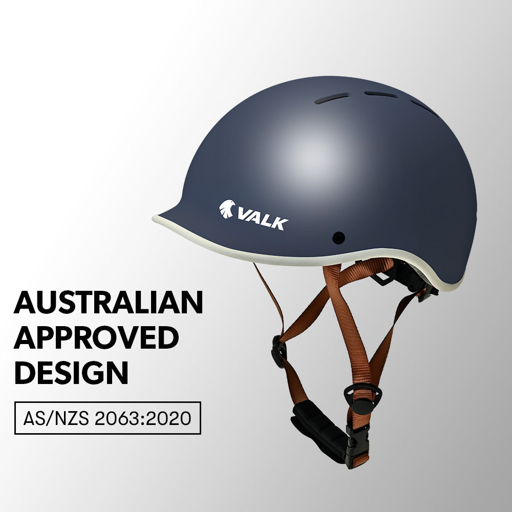 VALK Retro Bike Helmet, 56-61cm S, M, L Universal Dial Fit System, Shadow Navy V219-BIKHLMVANS5A