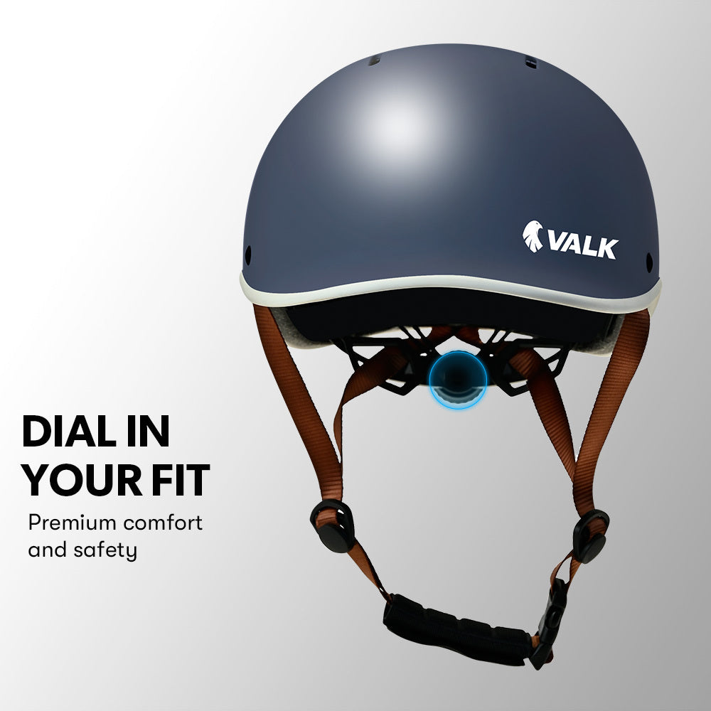 VALK Retro Bike Helmet, 56-61cm S, M, L Universal Dial Fit System, Shadow Navy V219-BIKHLMVANS5A