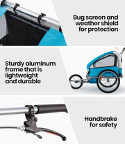 Tag-along Kids Bike Trailer Child Bicycle Pram Stroller Children Jogger Blue V219-BIKTRLBLUKIDACAJ