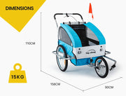 Tag-along Kids Bike Trailer Child Bicycle Pram Stroller Children Jogger Blue V219-BIKTRLBLUKIDACAJ