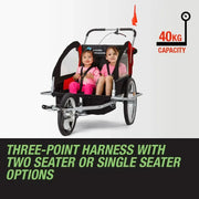 Tag-Along Kids Bike Trailer Child Bicycle Pram Stroller Children Wheel Jogger Red V219-BIKTRLREDKIDACAJ