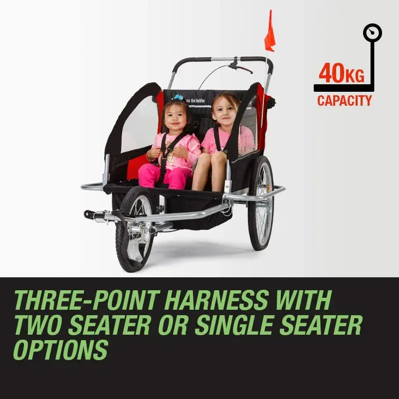 Tag-Along Kids Bike Trailer Child Bicycle Pram Stroller Children Wheel Jogger Red V219-BIKTRLREDKIDACAJ