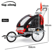 Tag-Along Kids Bike Trailer Child Bicycle Pram Stroller Children Wheel Jogger Red V219-BIKTRLREDKIDACAJ