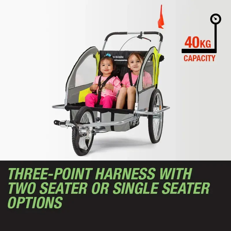Tag-along Kids Bike Trailer Bicycle Pram Stroller Children Jogger Yellow V219-BIKTRLYELKIDACAJ