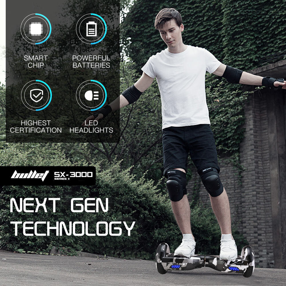 BULLET Gen III Hoverboard Scooter, Dual Copper Motors, UL Certified, AU Compliant, 6.5" Wheels, Superior Self V219-BLHSTY01A