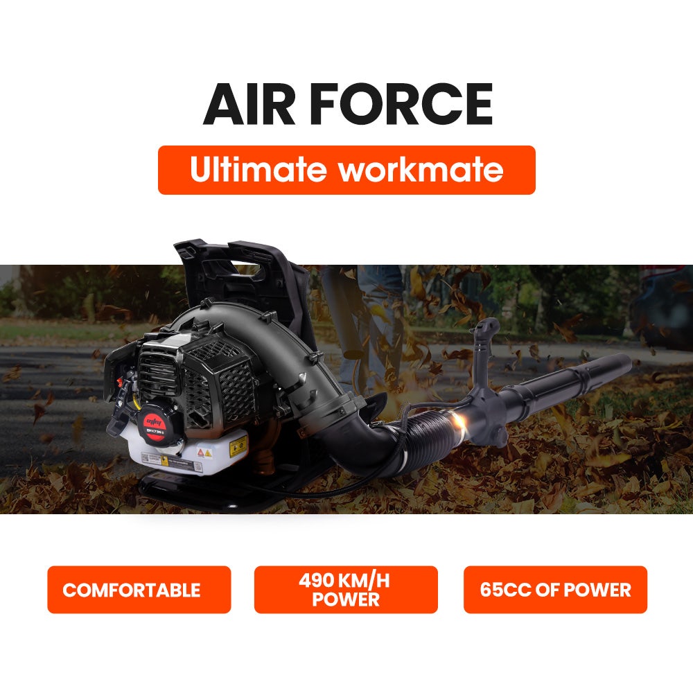 MTM 65CC Petrol Backpack Leaf Blower - Commercial 2 Stroke Garden Yard Tool Back V219-BLWBPKMTMB65S