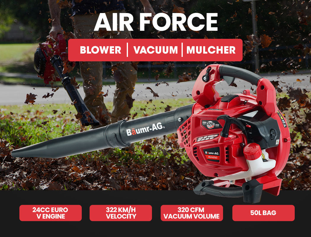 BAUMR-AG Cordless Leaf Blower Vacuum Petrol Hand Garden Lawn Held Vac 2-Stroke V219-BLWPTLBMRA2C5