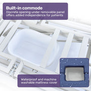 EQUIPMED Electric 8 Function Medical Bed , w/ Mattress & Over Bed Table, Adjustable Back and Leg Lifting, V219-BNSADBEQE07A
