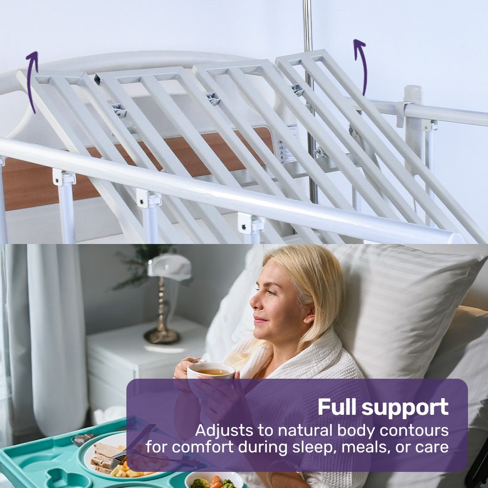 EQUIPMED Electric 8 Function Medical Bed , w/ Mattress & Over Bed Table, Adjustable Back and Leg Lifting, V219-BNSADBEQE07A