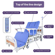EQUIPMED Electric 8 Function Medical Bed , w/ Mattress & Over Bed Table, Adjustable Back and Leg Lifting, V219-BNSADBEQE07A