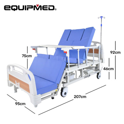 EQUIPMED Electric 8 Function Medical Bed , w/ Mattress & Over Bed Table, Adjustable Back and Leg Lifting, V219-BNSADBEQE07A