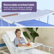 EQUIPMED Electric 8 Function Medical Bed , w/ Mattress & Over Bed Table, Adjustable Back and Leg Lifting, V219-BNSADBEQE07A