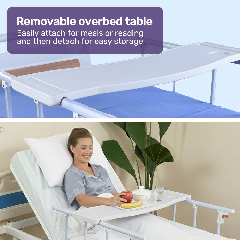 EQUIPMED Electric 8 Function Medical Bed , w/ Mattress & Over Bed Table, Adjustable Back and Leg Lifting, V219-BNSADBEQE07A