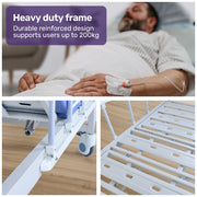 EQUIPMED 4 Function Medical Bed, w/ Mattress & Over Bed Table, Easy Manual Adjustable Back and Leg Incline, V219-BNSADBEQM03A