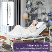 EQUIPMED 4 Function Medical Bed, w/ Mattress & Over Bed Table, Easy Manual Adjustable Back and Leg Incline, V219-BNSADBEQM03A