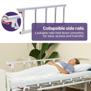 EQUIPMED 4 Function Medical Bed, w/ Mattress & Over Bed Table, Easy Manual Adjustable Back and Leg Incline, V219-BNSADBEQM03A