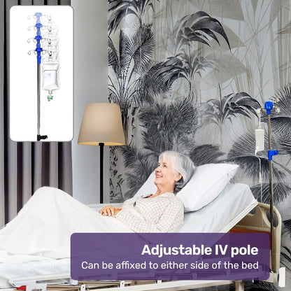EQUIPMED 7 Function Medical Bed, w/ Mattress & Over Bed Table, Adjustable Back and Leg Lifting, Lateral V219-BNSADBEQM06A