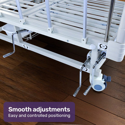 EQUIPMED 7 Function Medical Bed, w/ Mattress & Over Bed Table, Adjustable Back and Leg Lifting, Lateral V219-BNSADBEQM06A