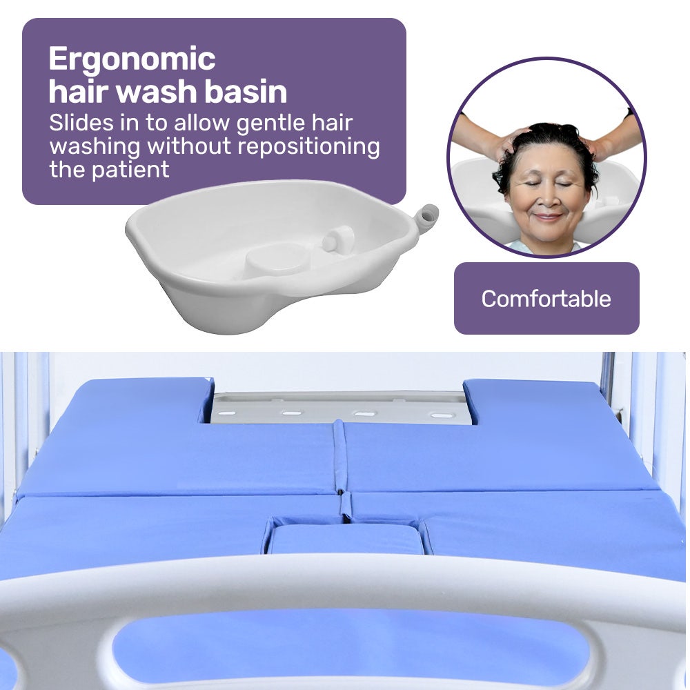 EQUIPMED 7 Function Medical Bed, w/ Mattress & Over Bed Table, Adjustable Back and Leg Lifting, Lateral V219-BNSADBEQM06A