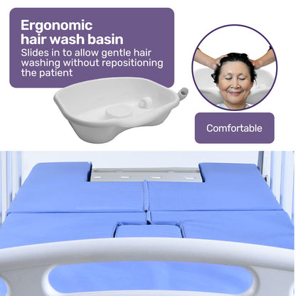 EQUIPMED 7 Function Medical Bed, w/ Mattress & Over Bed Table, Adjustable Back and Leg Lifting, Lateral V219-BNSADBEQM06A