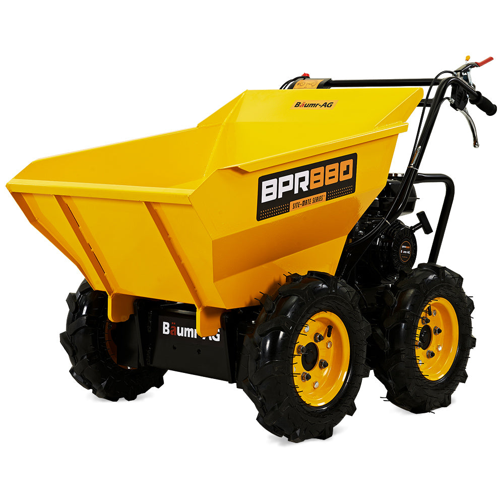 Baumr-AG Power Wheelbarrow Motorized Mini Petrol Powered Wheel Barrow Self Dump V219-BRWPWRBMRABP8