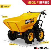 Baumr-AG Power Wheelbarrow Motorized Mini Petrol Powered Wheel Barrow Self Dump V219-BRWPWRBMRABP8