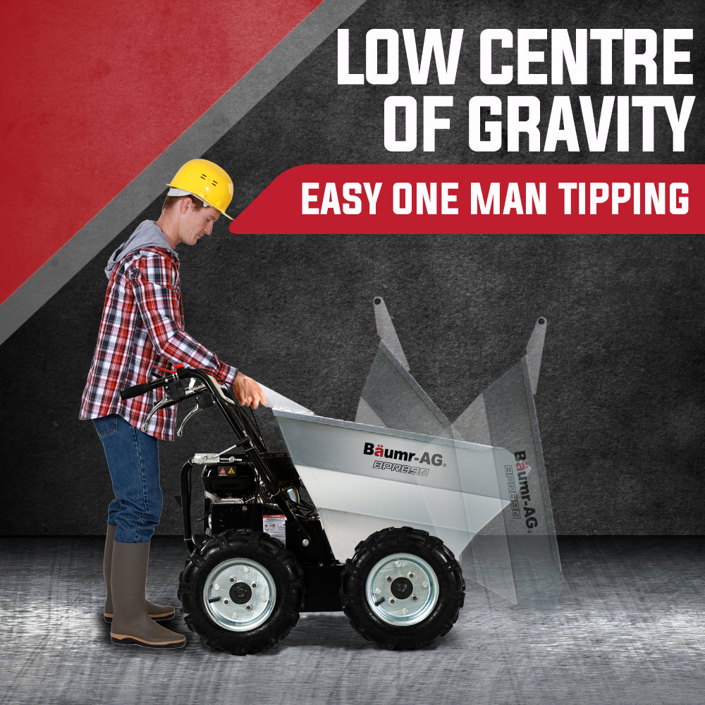BAUMR-AG Mini Dumper Power Wheel Barrow Tracked Motorised Petrol Powered Wheelbarrow V219-BRWPWRBMRABP9