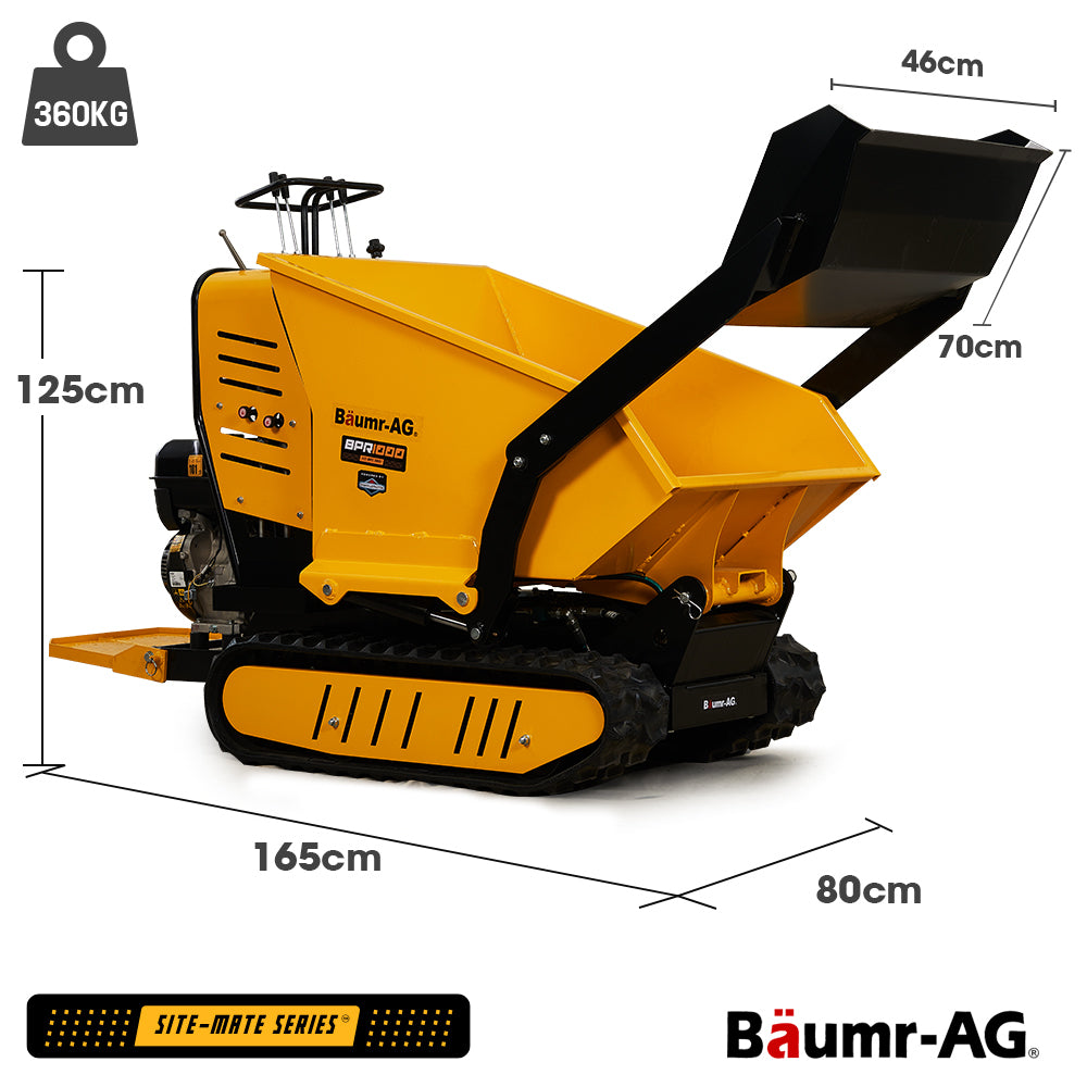 BAUMR-AG 10HP Wheelbarrow Dumper Motorised Ride On Wheel Borrow, 306CC Petrol Engine 500kg Capacity V219-BRWPWRBMRBL1M