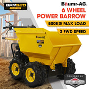 Baumr-AG 6 Wheel Motorised Wheelbarrow Dumper, Briggs & Stratton CR950 Petrol Engine, 500kg Capacity V219-BRWPWRBMRBP92