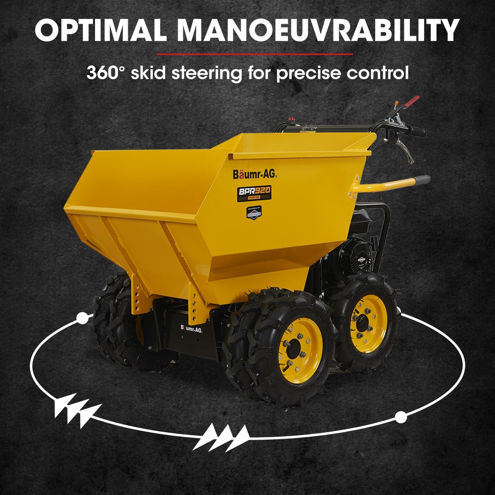 Baumr-AG 6 Wheel Motorised Wheelbarrow Dumper, Briggs & Stratton CR950 Petrol Engine, 500kg Capacity V219-BRWPWRBMRBP92