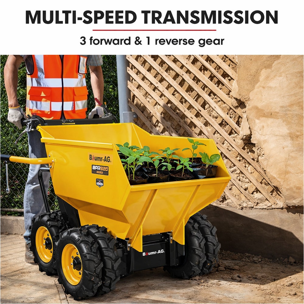 Baumr-AG 6 Wheel Motorised Wheelbarrow Dumper, Briggs & Stratton CR950 Petrol Engine, 500kg Capacity V219-BRWPWRBMRBP92