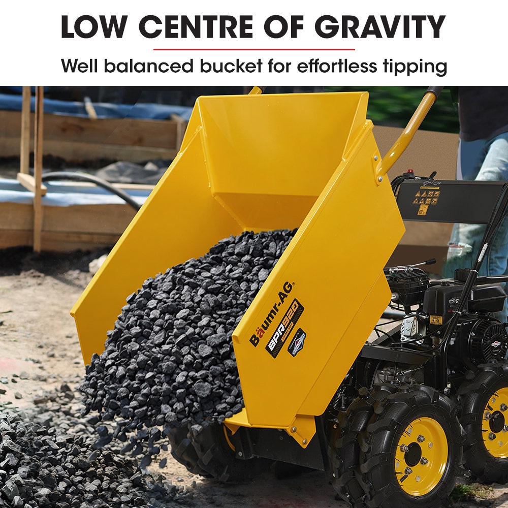 Baumr-AG 6 Wheel Motorised Wheelbarrow Dumper, Briggs & Stratton CR950 Petrol Engine, 500kg Capacity V219-BRWPWRBMRBP92