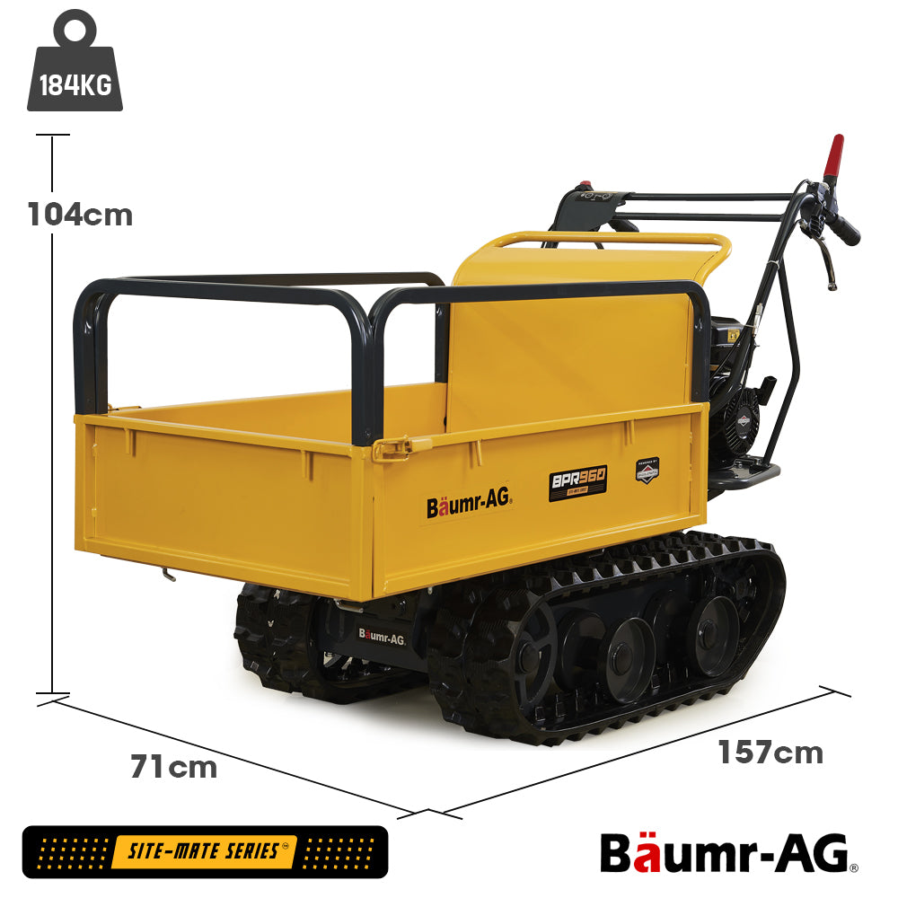 Baumr-AG Motorised Tracked Wheelbarrow Dumper, Briggs & Stratton CR950 Petrol Engine, 300kg Capacity V219-BRWPWRBMRBT96
