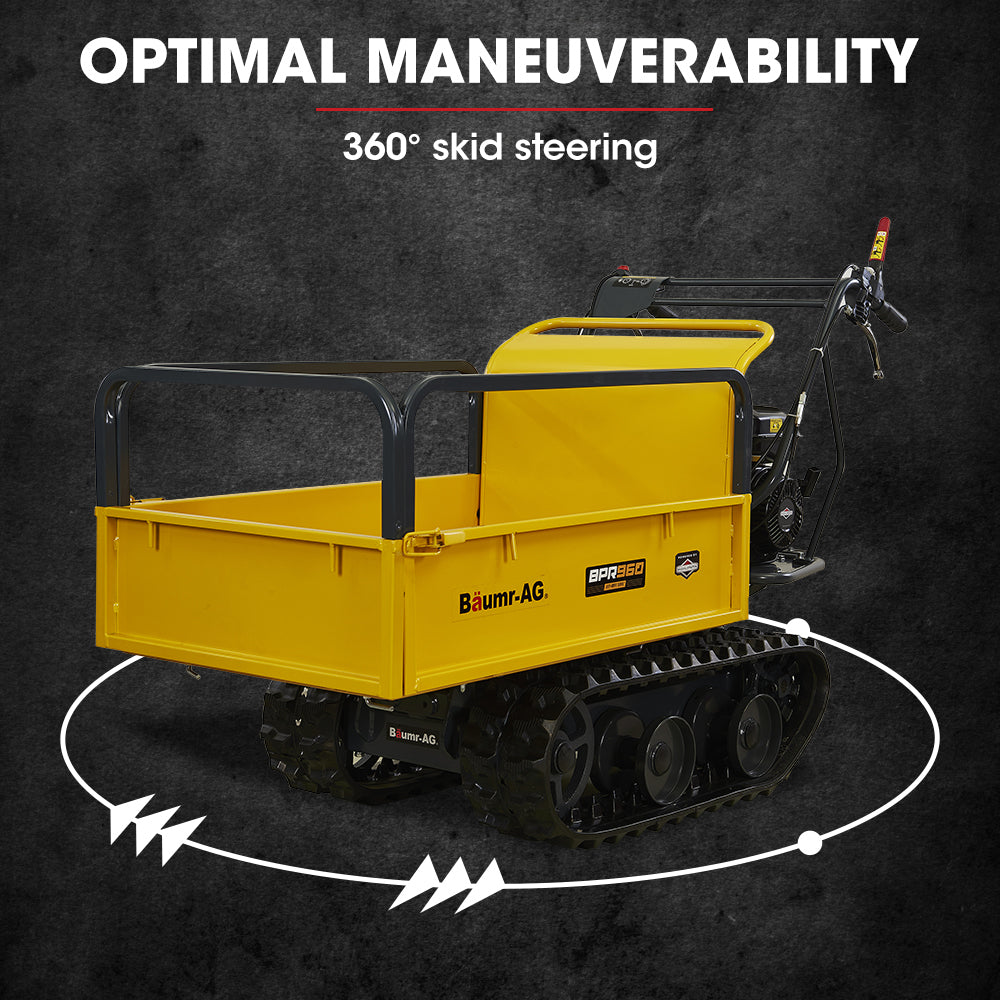Baumr-AG Motorised Tracked Wheelbarrow Dumper, Briggs & Stratton CR950 Petrol Engine, 300kg Capacity V219-BRWPWRBMRBT96