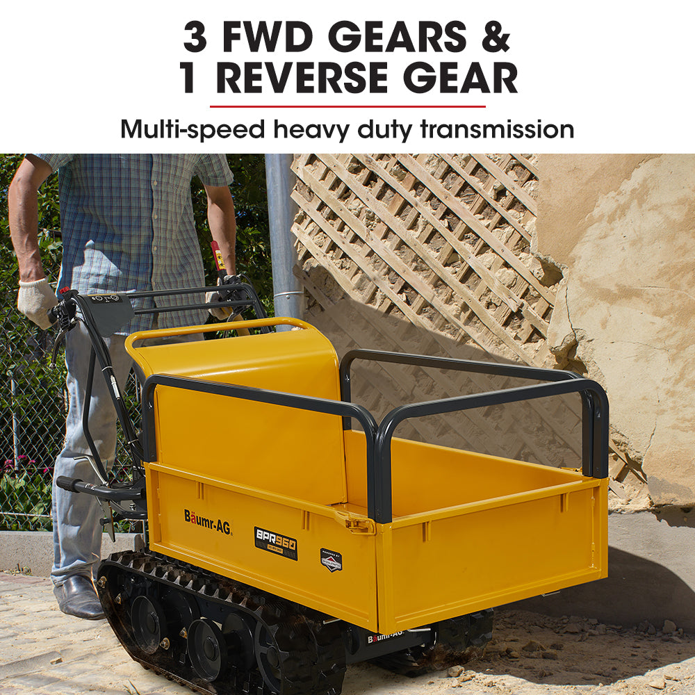 Baumr-AG Motorised Tracked Wheelbarrow Dumper, Briggs & Stratton CR950 Petrol Engine, 300kg Capacity V219-BRWPWRBMRBT96