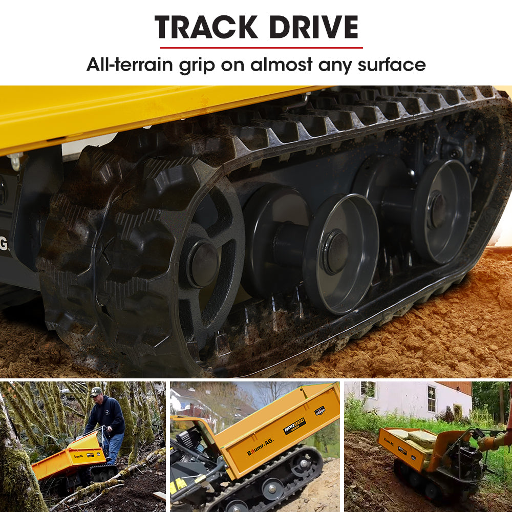 Baumr-AG Motorised Tracked Wheelbarrow Dumper, Briggs & Stratton CR950 Petrol Engine, 300kg Capacity V219-BRWPWRBMRBT96