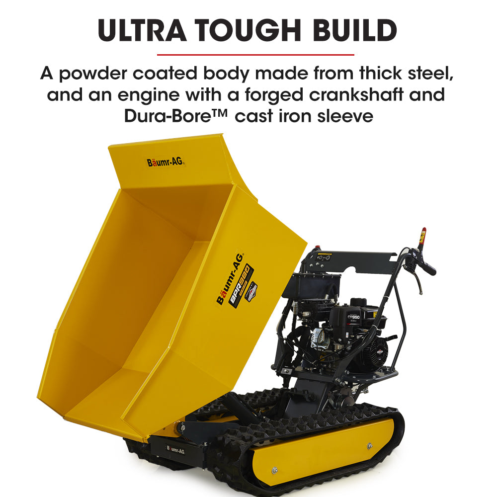Baumr-AG Motorised Tracked Wheelbarrow Dumper, Briggs & Stratton CR950 Petrol Engine, 500kg Capacity V219-BRWPWRBMRBT98