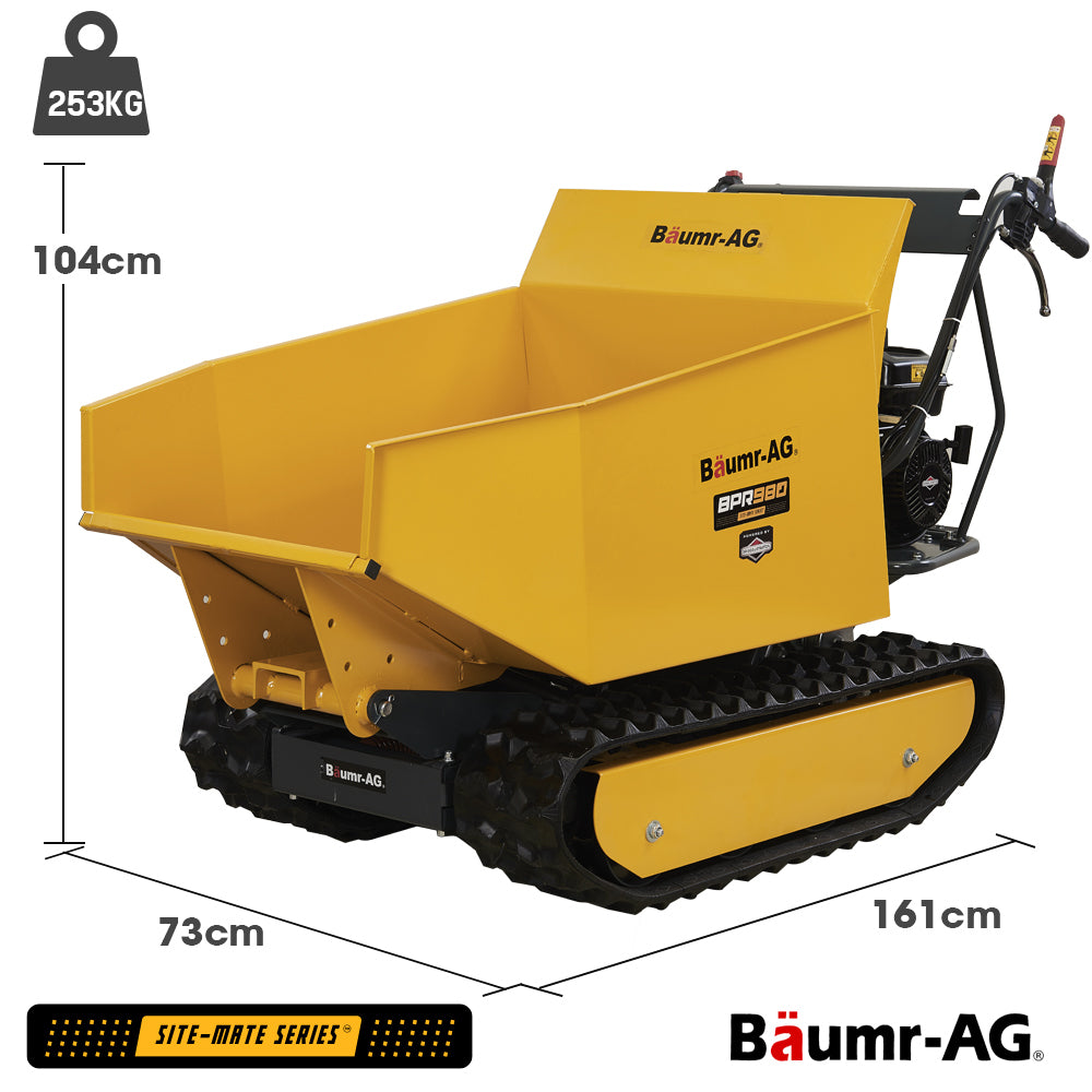 Baumr-AG Motorised Tracked Wheelbarrow Dumper, Briggs & Stratton CR950 Petrol Engine, 500kg Capacity V219-BRWPWRBMRBT98