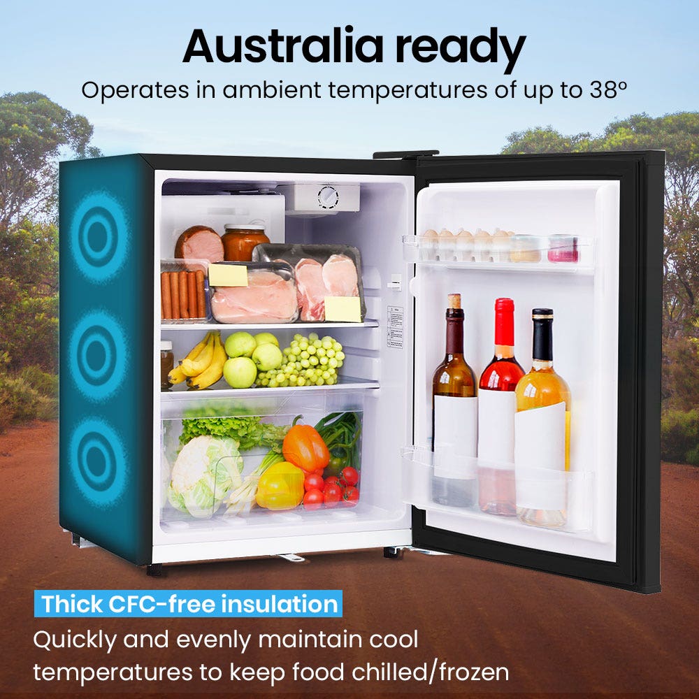 GECKO 70L Portable Bar Fridge and Freezer 12V/24V for Camping, Caravans, Black V219-CAPFCHGEKA07B