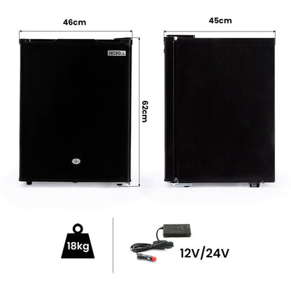 GECKO 70L Portable Bar Fridge and Freezer 12V/24V for Camping, Caravans, Black V219-CAPFCHGEKA07B
