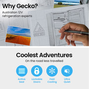 GECKO 70L Portable Bar Fridge and Freezer 12V/24V for Camping, Caravans, Silver V219-CAPFCHGEKA07S