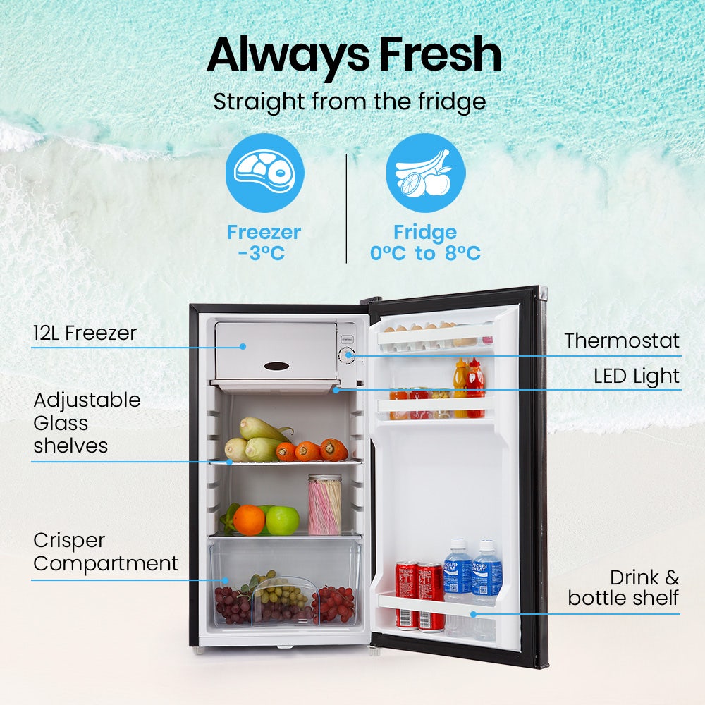 GECKO 95L Portable Upright Fridge and Freezer, 12V/24V for Camping, Caravans, Black V219-CAPFCHGEKA10B