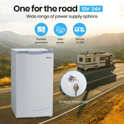 GECKO 95L Portable Upright Fridge and Freezer, 12V/24V for Camping, Caravans, Silver V219-CAPFCHGEKA10S