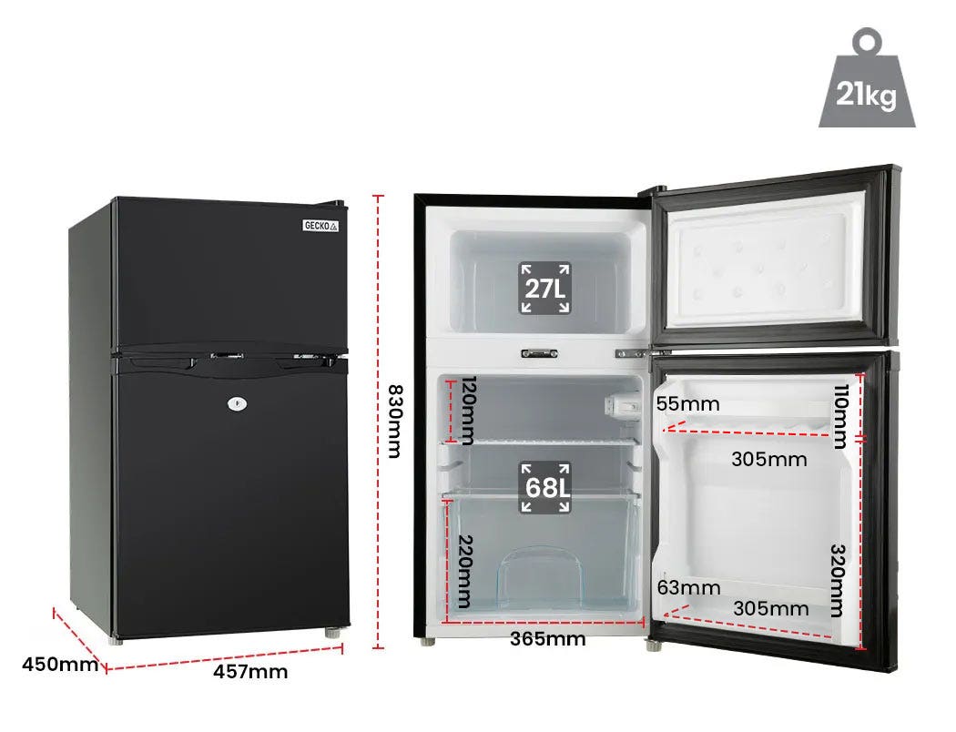 GECKO 95L Portable Upright Fridge, 12V/24V for Motorhome, Caravan, Black V219-CAPFFRGEKA10B