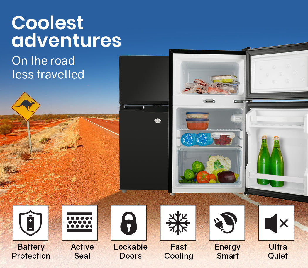 GECKO 95L Portable Upright Fridge, 12V/24V for Motorhome, Caravan, Black V219-CAPFFRGEKA10B