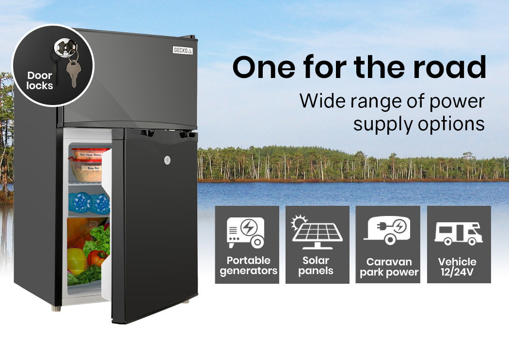 GECKO 95L Portable Upright Fridge, 12V/24V for Motorhome, Caravan, Black V219-CAPFFRGEKA10B