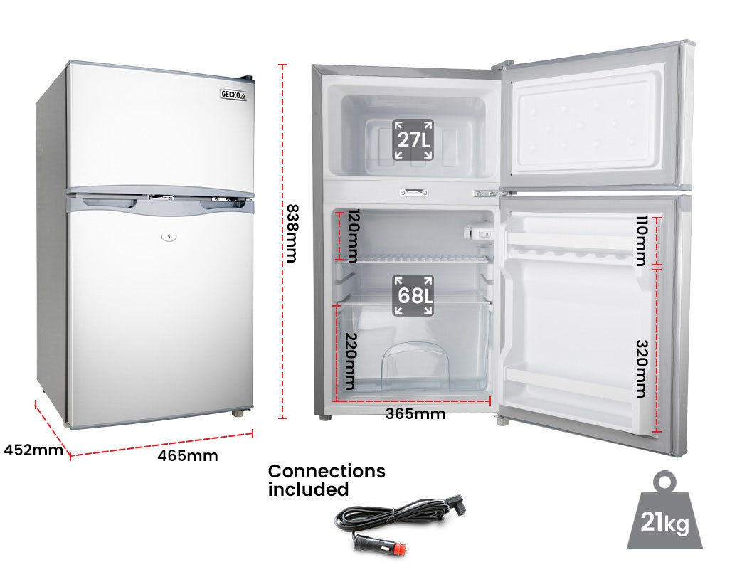 GECKO 95L Portable Upright Fridge, 12V/24V for Motorhome, Caravan, Silver V219-CAPFFRGEKA10S