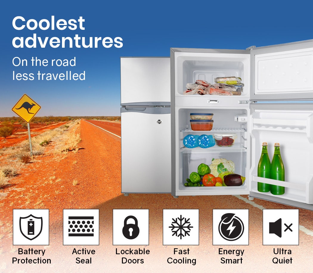 GECKO 95L Portable Upright Fridge, 12V/24V for Motorhome, Caravan, Silver V219-CAPFFRGEKA10S