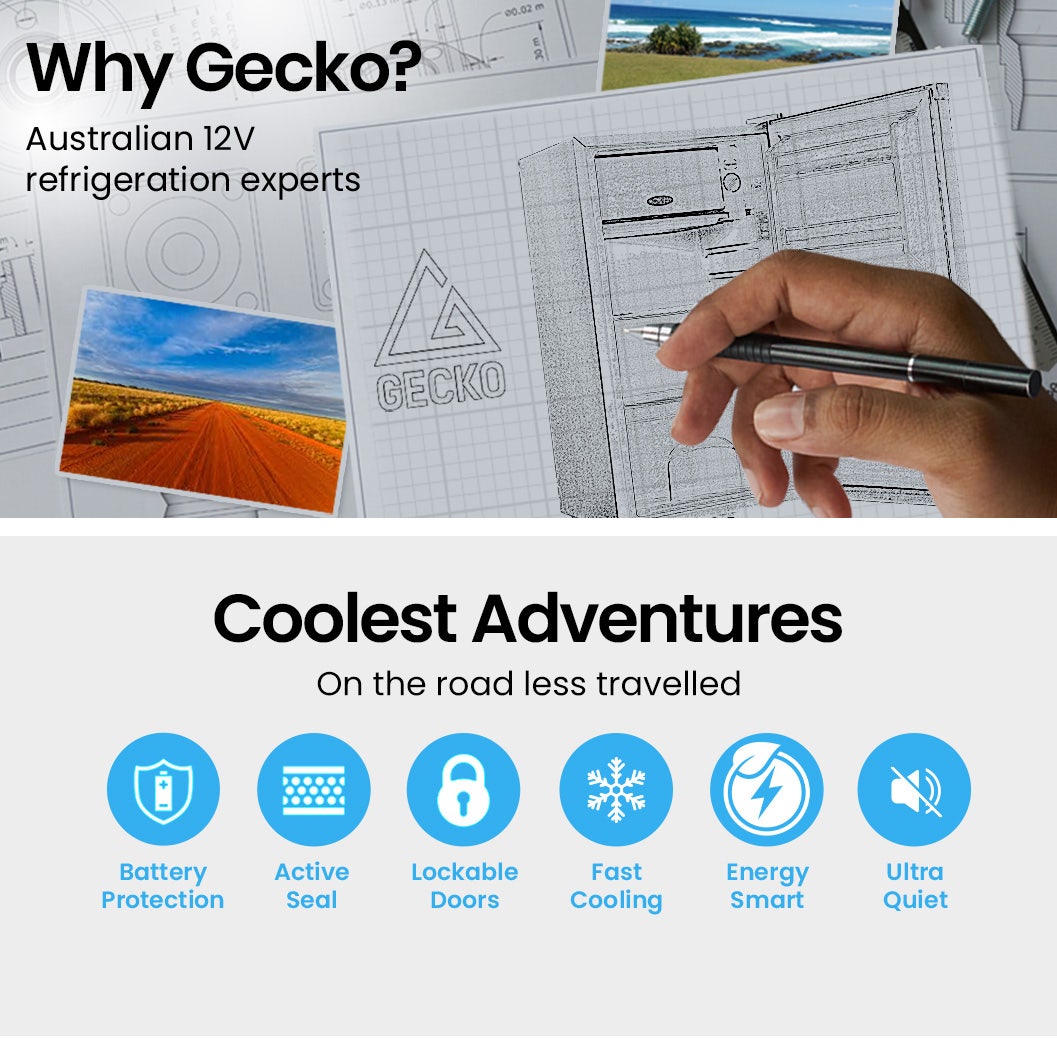 GECKO 95L Portable Upright Fridge, 12V/24V for Motorhome, Caravan, Silver V219-CAPFFRGEKA10S