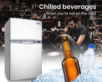 GECKO 95L Portable Upright Fridge, 12V/24V for Motorhome, Caravan, Silver V219-CAPFFRGEKA10S